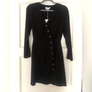 Black button down mini dress